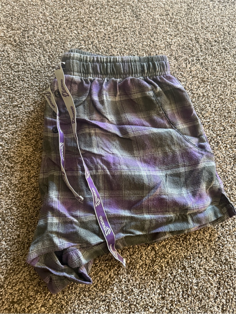DIXXON Purple & Gray Plaid Athletic Drawstring Shorts